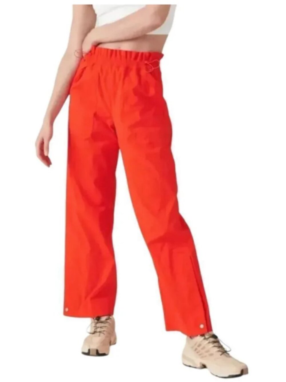 Athleta Red Trekkie Parachute High Rise Straight Pants 27" Inseam Size 14
